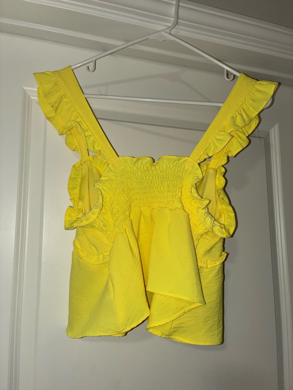 Yellow Ruffle Peplum Tank Top - Picture 2 of 2